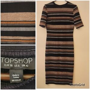 TOPSHOP / NORDSTROM KNIT BODY CON MIDI DRESS - EUC - SIZE 6